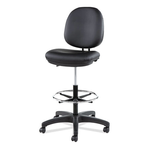 Alera Interval Series Swivel Task Stool, Supports Up To 275 Lb, 23.93" To 34.53" Seat Height, Black Faux Leather