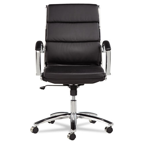 Alera Neratoli Mid-back Slim Profile Chair, Faux Leather, Supports Up To 275 Lb, Black Seat/back, Chrome Base