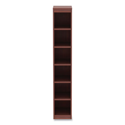 Alera Valencia Series Narrow Profile Bookcase, Six-shelf, 11.81w X 11.81d X 71.73h, Medium Cherry