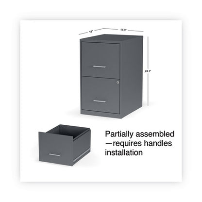 Soho Vertical File Cabinet, 2 Drawers: File/file, Letter, Charcoal, 14" X 18" X 24.1"