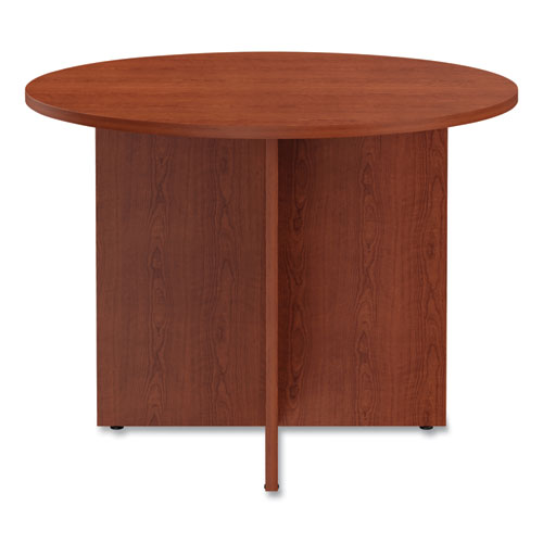 Alera Valencia Round Conference Table With Legs, 42" Diameter X 29.5h, Medium Cherry