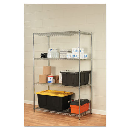 Nsf Certified Industrial Four-shelf Wire Shelving Kit, 48w X 24d X 72h, Silver