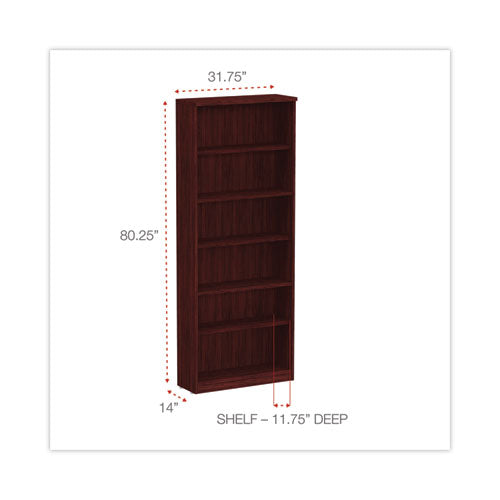 Alera Valencia Series Bookcase, Six-shelf, 31.75w X 14d X 80.25h, Mahogany