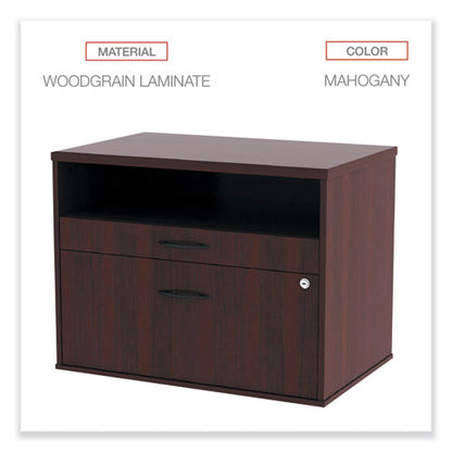 Alera Open Office Desk Series Low File Cabinet Credenza, 2-drawer: Pencil/file,legal/letter,1 Shelf,mahogany,29.5x19.13x22.88