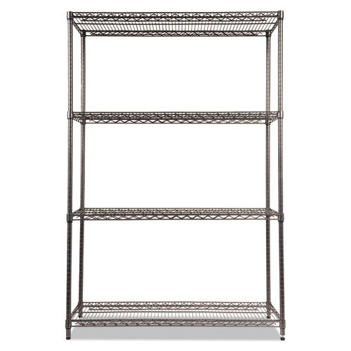 Wire Shelving Starter Kit, Four-shelf, 48w X 18d X 72h, Black Anthracite