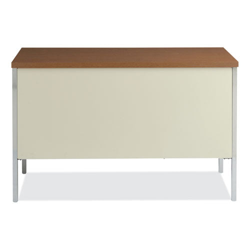 Single Pedestal Steel Desk, 45.25" X 24" X 29.5", Cherry/putty