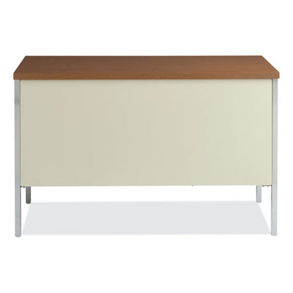 Single Pedestal Steel Desk, 45.25" X 24" X 29.5", Cherry/putty