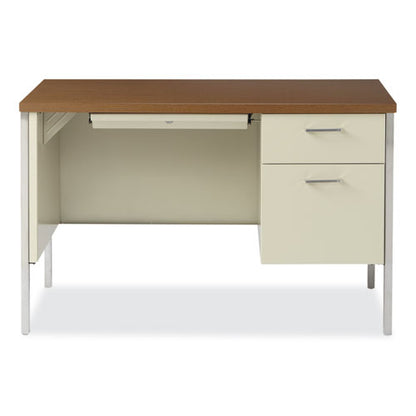 Single Pedestal Steel Desk, 45.25" X 24" X 29.5", Cherry/putty