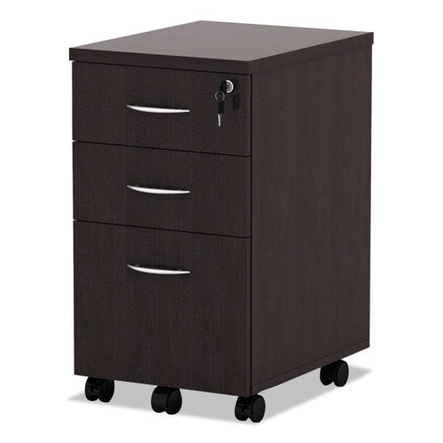 Alera Valencia Series Mobile Pedestal File, Left/right, 3-drawer: Box/box/file, Legal/letter, Espresso, 15.88 X 20.5 X 28.38