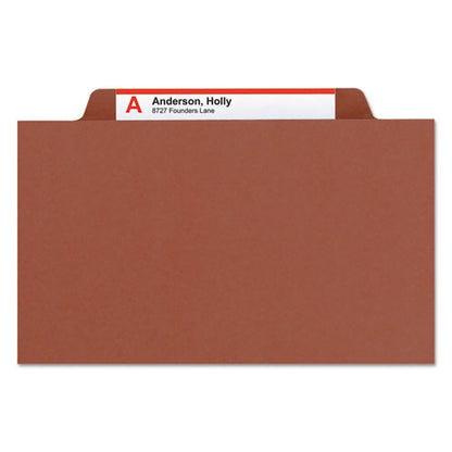 Recycled Pressboard Classification Folders, 2" Expansion, 2 Dividers, 6 Fasteners, Letter Size, Red Exterior, 10/box