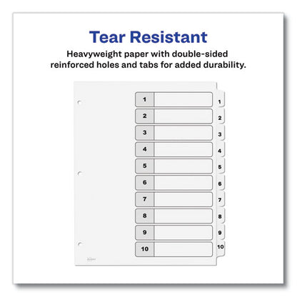 Customizable Table Of Contents Ready Index Black And White Dividers, 10-tab, 1 To 10, 11 X 8.5, White, 6 Sets