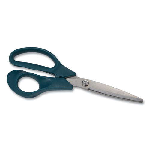 Stainless Steel Scissors, 8" Long, 3.58" Cut Length, Green Straight Handle