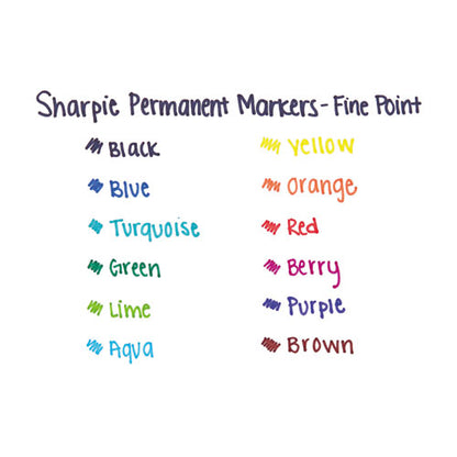 Fine Tip Permanent Marker, Fine Bullet Tip, Blue, Dozen