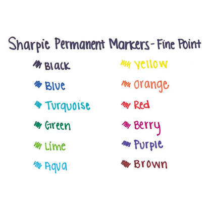 Fine Tip Permanent Marker, Fine Bullet Tip, Blue, Dozen