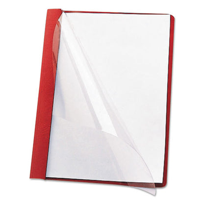 Poly Report Cover, Tang Clip, Letter, 1/2" Capacity, Clear/red, 25/box