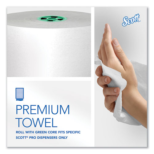 Pro Hard Roll Paper Towels With Absorbency Pockets, For Scott Pro Dispenser, Green Core Only, 1-ply, 7.5" X 900 Ft,6 Rolls/ct