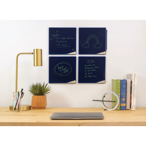 Versatiles Memo Board, With Stylus, 8.25 X 8.25, Black Lcd Surface, Blue Plastic Frame