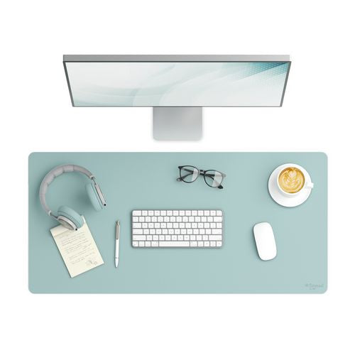 Vegan Leather Desk Pads, 36" X 17", Light Blue