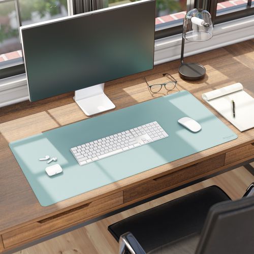 Vegan Leather Desk Pads, 36" X 17", Light Blue