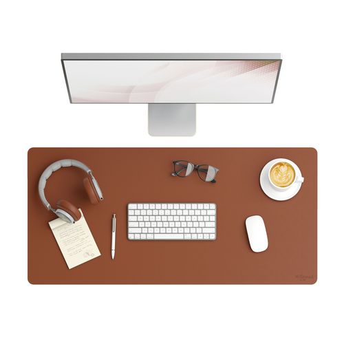 Vegan Leather Desk Pads, 36" X 17", Brown