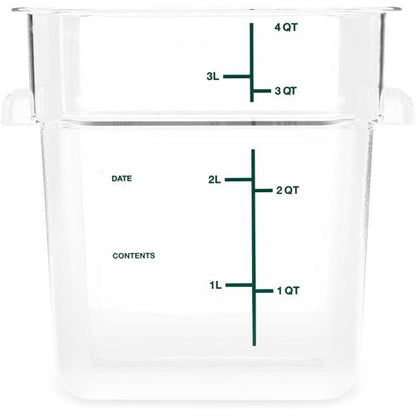 Squares Polycarbonate Food Storage Container, 4 Qt, 7.13 X 7.13 X 7.29, Clear, Plastic