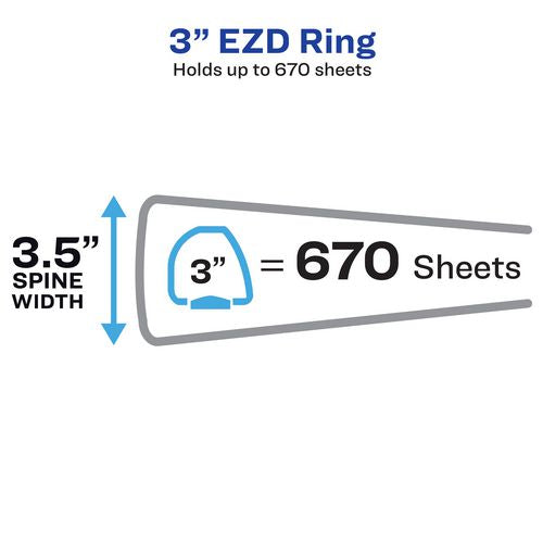 Heavy-duty View Binder With Durahinge And Locking One Touch Ezd Rings, 3 Rings, 3" Capacity, 11 X 8.5, Red, 4/carton