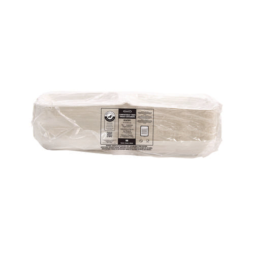 Compostable Fiber Hinged Trays, Proplanet Seal, 8.03 X 8.38 X 1.93, Ivory, Molded Fiber, 200/carton