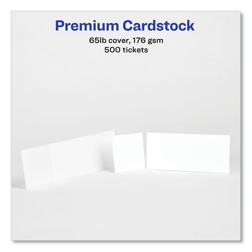 Printable Tickets With Tear-away Stubs, 97 Bright, 65 Lb Cover Weight, 8.5 X 11, White, 10 Tickets/sheet, 50 Sheets/pack