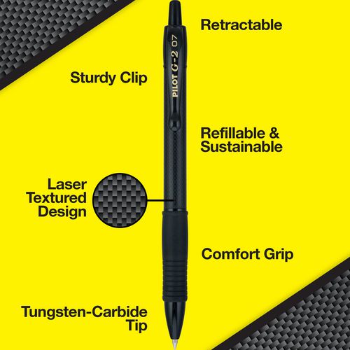 G2 Edge Premium Gel Pen, Retractable, Fine 0.7 Mm, Black Ink/barrel, 36/pack