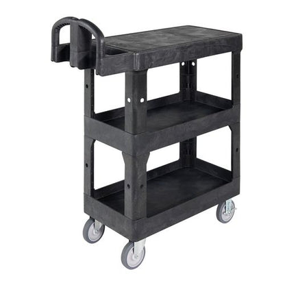 Brute 3-shelf Heavy-duty Ergo Flat Utility Cart, Resin, 3 Shelves, 600 Lb Capacity, 25.24" X 48.63" X 46.18", Black