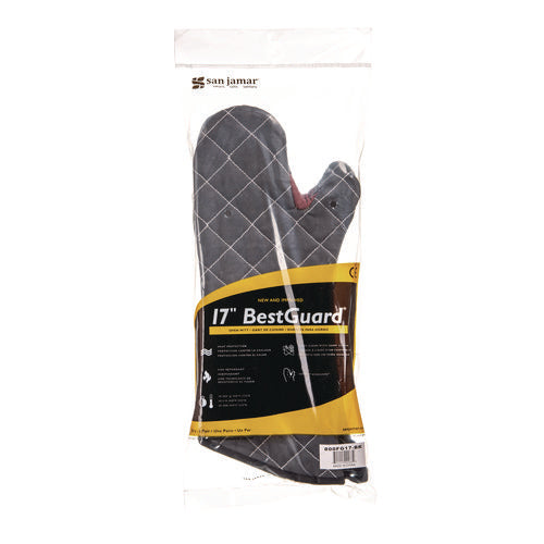 Bestguard Oven Mitt, 17", Webguard Plus Fabric, Black, Pair