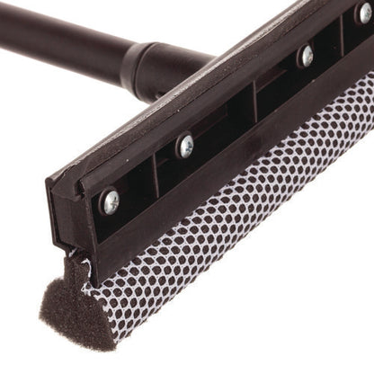 Auto Squeegee, 8" Rubber Blade, 8" Mesh Scrubber, 21" Plastic Handle With Grip, Black