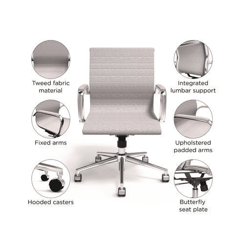 Everell Fabric Managers Chair, Supports Up To 275 Lb, 16.4" To 20.1" Seat Height, Heather Gray Seat/back, Chrome Base