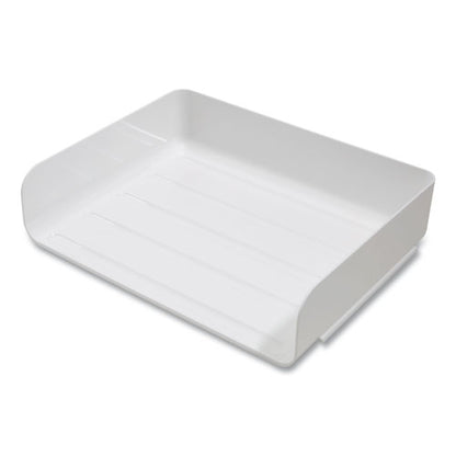 Side-load Stackable Plastic Document Tray, 1 Section, Letter-size, 12.63 X 9.72 X 3.01, White, 2/pack