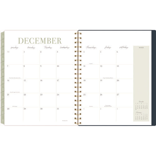 Leah Bisch Weekly/monthly Floral Planner, Floral Artwork, 11" X 9.25", Blue/white/gold Cover, 12-month (jan To Dec): 2025