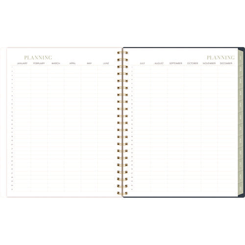 Leah Bisch Weekly/monthly Floral Planner, Floral Artwork, 11" X 9.25", Blue/white/gold Cover, 12-month (jan To Dec): 2025