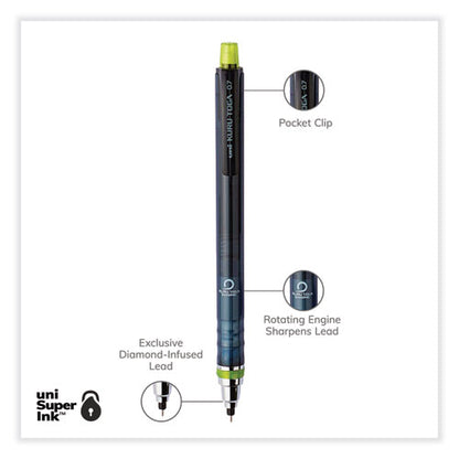 Kurutoga Mechanical Pencil With Tube Of Diamond Lead, 0.7 Mm, Hb (#2), Black Lead, Black/green Barrel