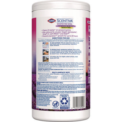 Scentiva Bleach Free Cleaning Wipes, 7.75 X 7, Tuscan Lavender And Jasmine, 75/canister