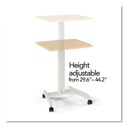 Essentials Sit-stand Single-column Mobile Workstation, 23.6" X 20.5" X 29.6" To 44.2", Natural Wood/light Gray