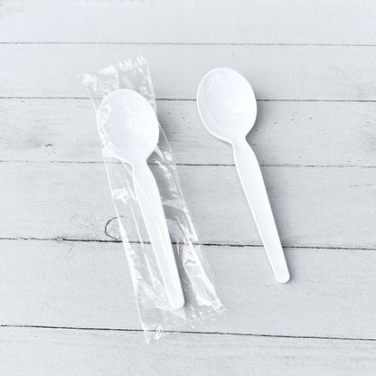 Heavyweight Wrapped Polystyrene Cutlery, Teaspoon, White, 1,000/carton