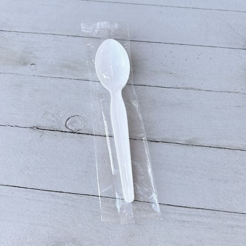 Heavyweight Wrapped Polystyrene Cutlery, Soup Spoon, White, 1,000/carton