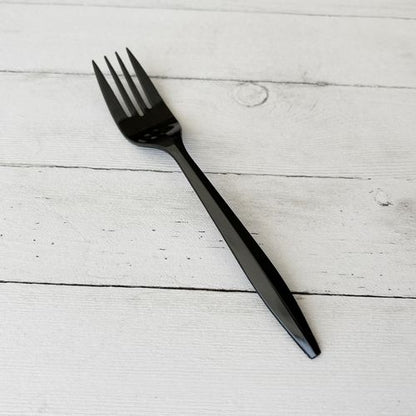 Mediumweight Polypropylene Cutlery, Fork, Black, 1,000/carton