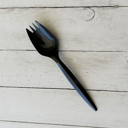 Mediumweight Polypropylene Cutlery, Spork, Black, 1,000/carton