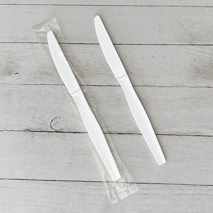 Heavyweight Wrapped Polystyrene Cutlery, Knife, White, 1,000/carton