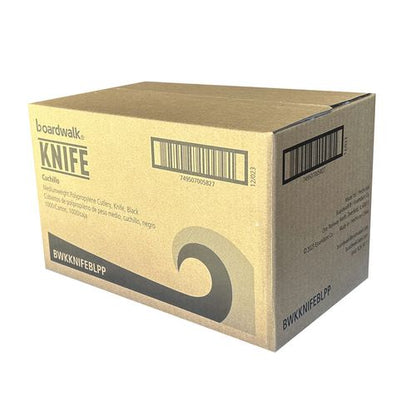 Mediumweight Polypropylene Cutlery, Knife, Black, 1,000/carton