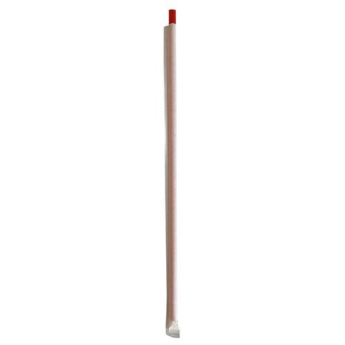 Wrapped Giant Straws, 10.25", Polypropylene, Red, 1,200/carton