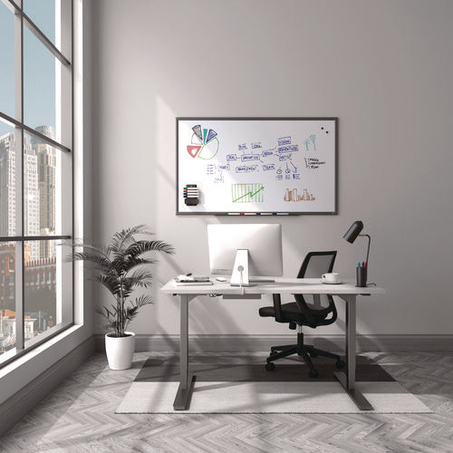 Magnetic Porcelain Dry Erase Board, 60" X 36", White Surface, Gray/natural Aluminum Frame