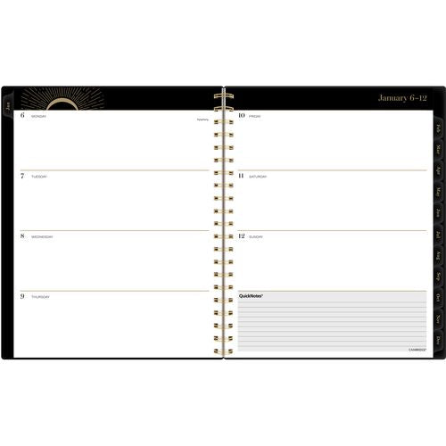 Radiate Weekly/monthly Planner, Stylized Solar-eclipse Artwork, 11 X 9.25, Black/gold Cover, 12-month (jan To Dec): 2025