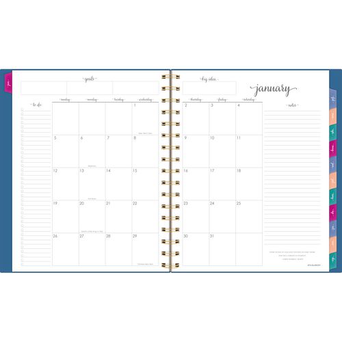 Harmony Weekly/monthly Poly Planner, 8.88 X 7.69, Blue/gold Cover, 13-month (jan To Jan): 2025 To 2026