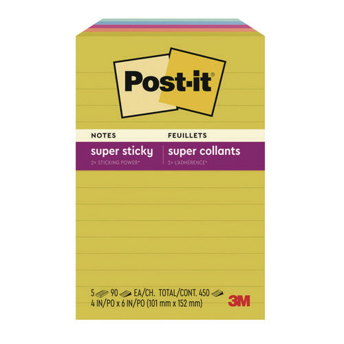 Note Pads In Summer Joy Color Collection Colors, 4" X 6", Note Ruled, 90 Sheets/pad, 5 Pads/pack